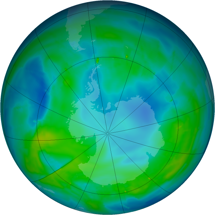Antarctic ozone map for 04 May 2010